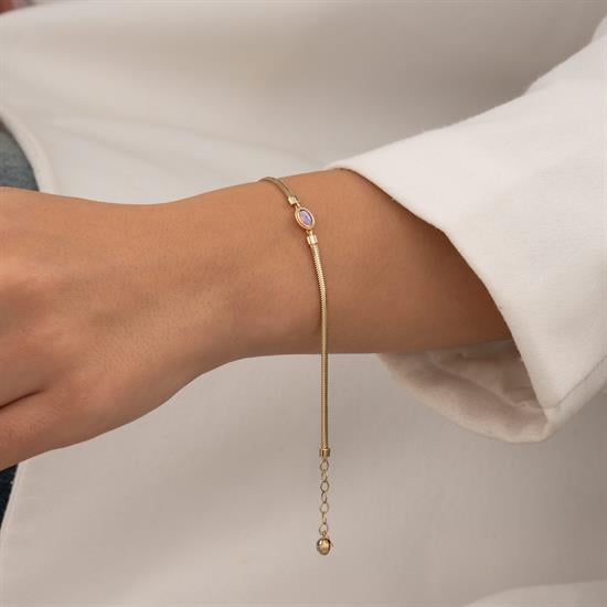 14 Ayar Çok Renkli Taşlı Balıksırtı Bileklik