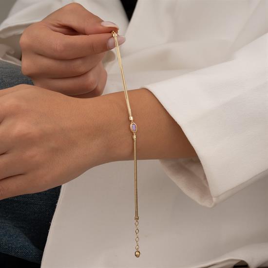 14 Ayar Çok Renkli Taşlı Balıksırtı Bileklik