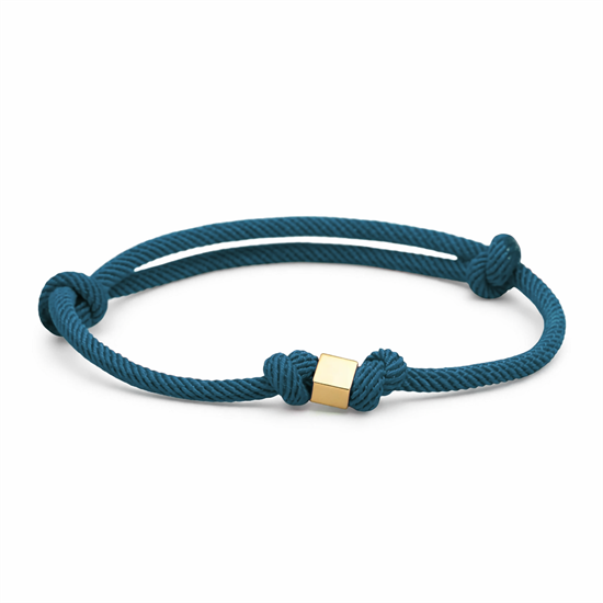 14 Ayar Erkek Tek Zar Mavi İpli Bileklik