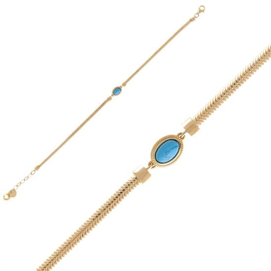 14 Ayar Firuze Renkli Taşlı Bileklik