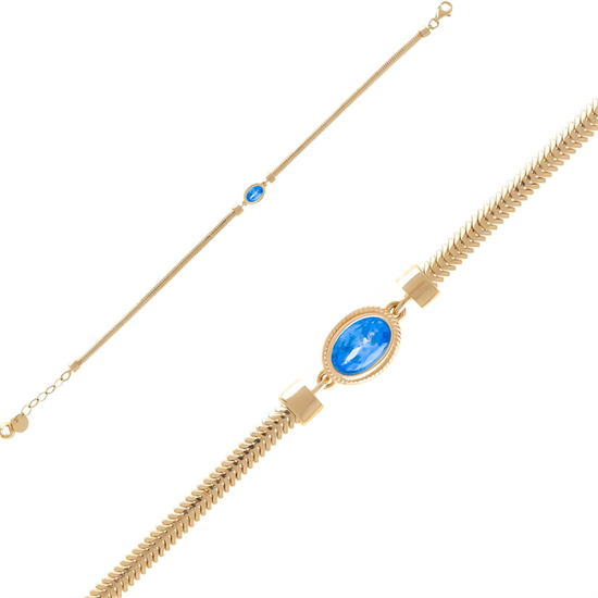 14 Ayar Renkli Mavi Taşlı Bileklik