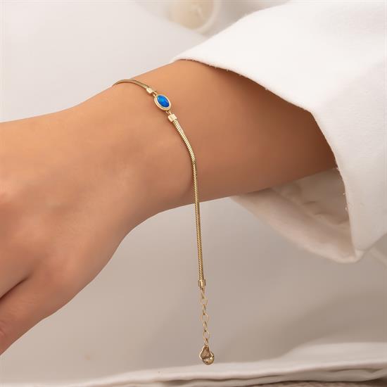 14 Ayar Renkli Mavi Taşlı Bileklik