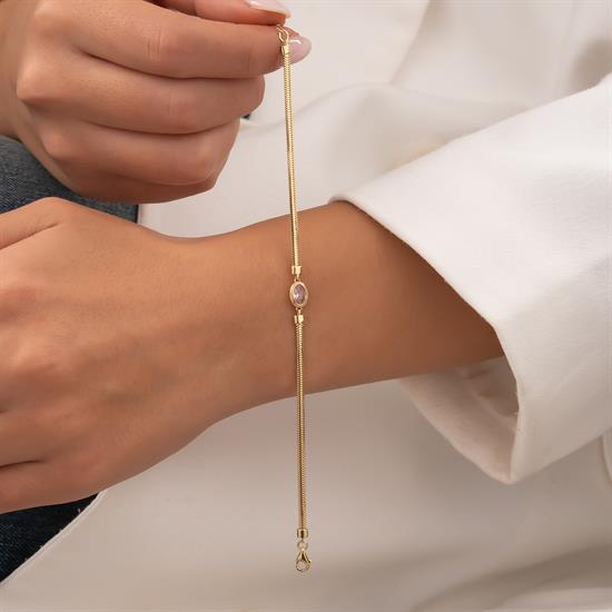 14 Ayar Renkli Pembe Taşlı Bileklik