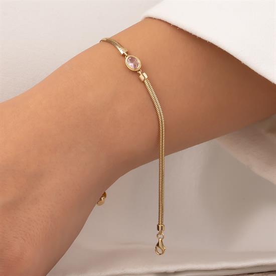 14 Ayar Renkli Pembe Taşlı Bileklik