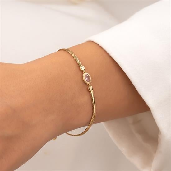 14 Ayar Renkli Pembe Taşlı Bileklik