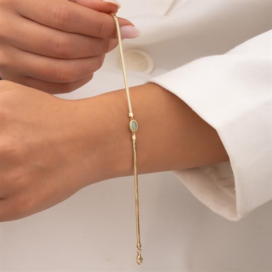 14 Ayar Renkli Su Yeşili Taşlı Bileklik