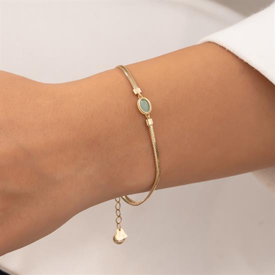 14 Ayar Renkli Su Yeşili Taşlı Bileklik