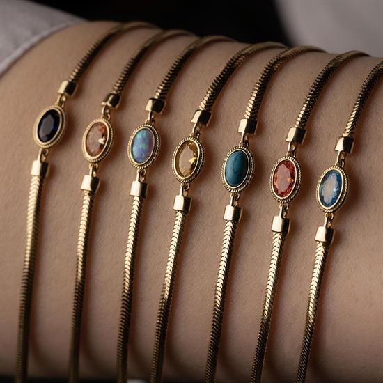 14 Ayar Renkli Taşlı Altın Bileklik