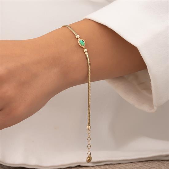 14 Ayar Renkli Yeşil Taşlı Bileklik