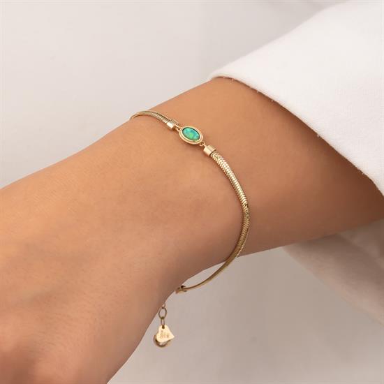 14 Ayar Renkli Yeşil Taşlı Bileklik