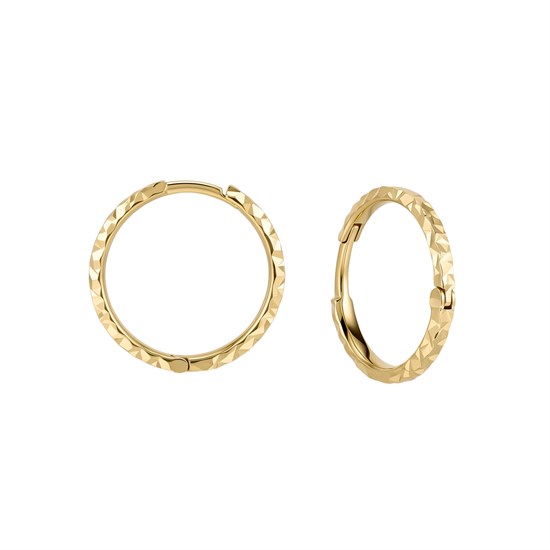 Desenli Halka Küpe 14 Ayar Altın