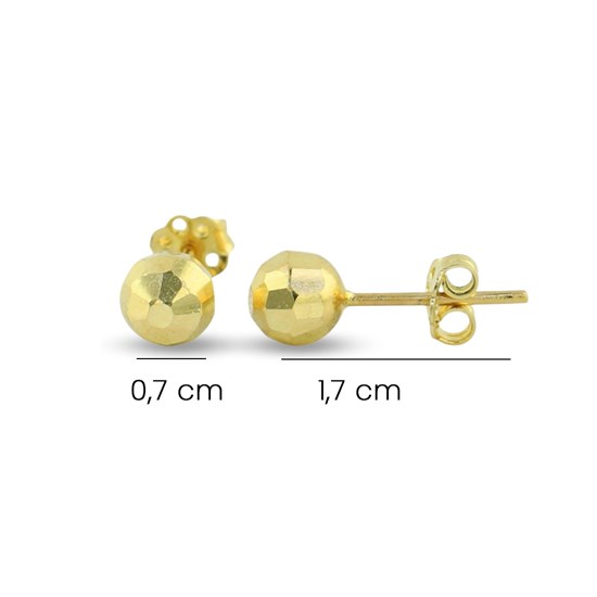 14 Ayar Altın Kesikli Top Küpe