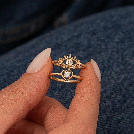 Göz Figürlü 14 Ayar Altın Yüzük