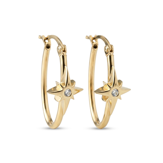 Cetaş Eterna Taşlı Kuzey Yıldızı 14 Ayar Altın Küpe