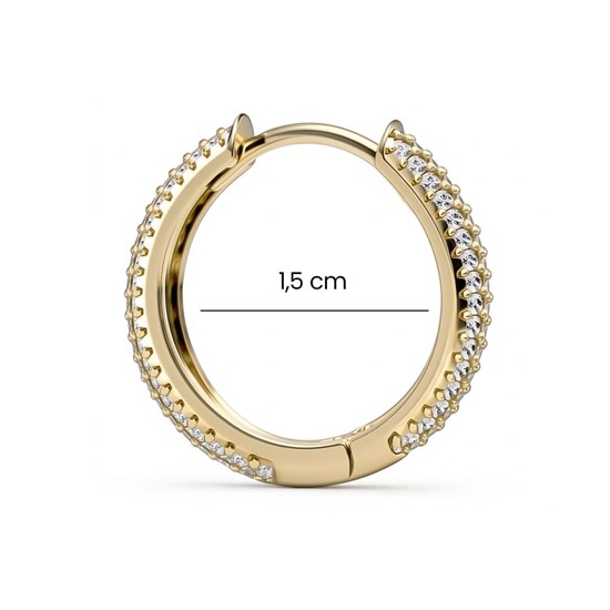 Taşlı Halka Küpe 14 Ayar Altın