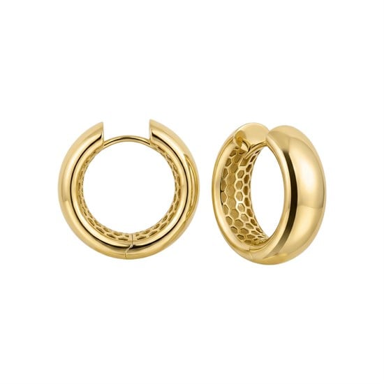 Klasik Bombeli Halka Küpe 14 Ayar Altın