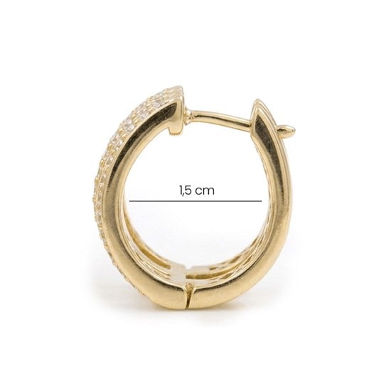 Taşlı Halka Küpe 14 Ayar Altın