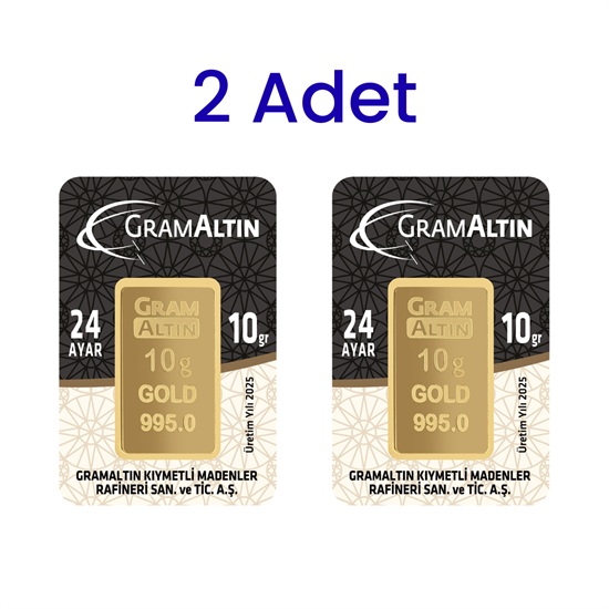 2 Adet 10 Gr 24 Ayar Gram Altın