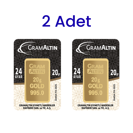 2 Adet 20 Gr 24 Ayar Gram Altın