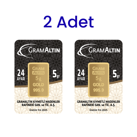 2 Adet 5 Gr 24 Ayar Gram Altın