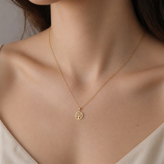 Hayat Ağacı Minimal 14 Ayar Altın Kolye