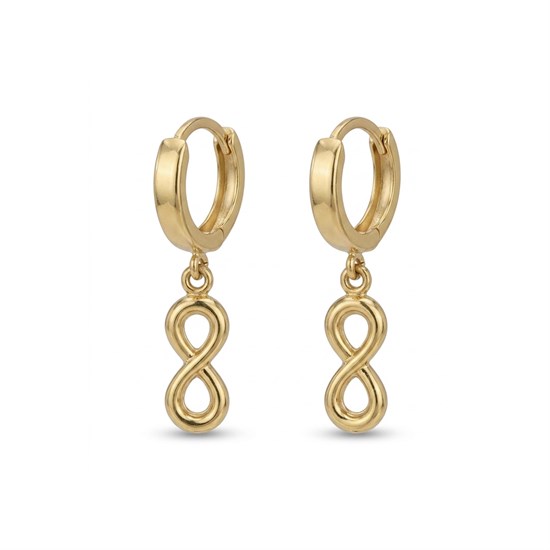 Sallantılı Sonsuzluk Figürlü 14 Ayar Altın Küpe