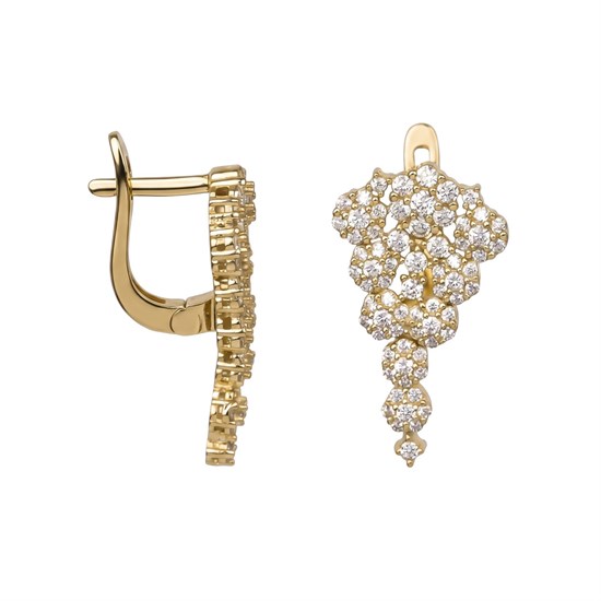 Beyaz Taşlı Üzüm Model 14 Ayar Altın Küpe