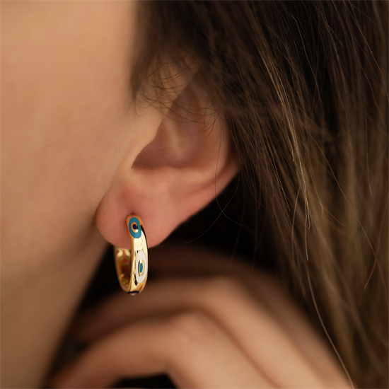 Cetaş Fortuna Nazar Mineli 14 Ayar Altın Küpe