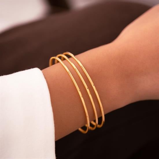 24 Gr(Gram) 3Lü Suyolu Oluklu Ajda Takım 22 Ayar Altın İşçiliksiz Yatırımlık Bilezik