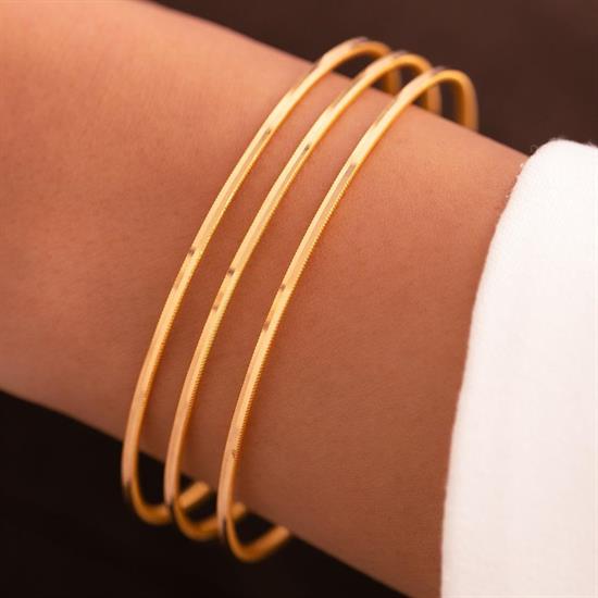 24 Gr(Gram) 3Lü Suyolu Oluklu Ajda Takım 22 Ayar Altın İşçiliksiz Yatırımlık Bilezik