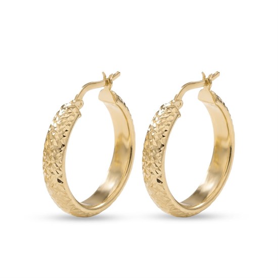 Desenli 14 Ayar Halka Altın Küpe