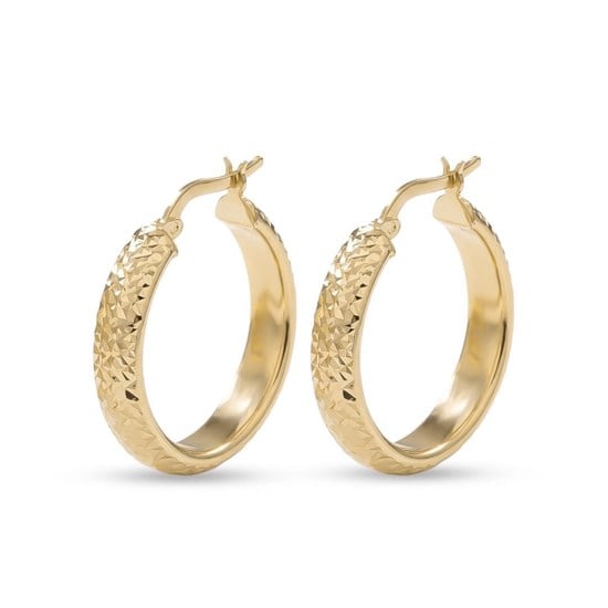 Desenli Halka Küpe 14 Ayar  Altın