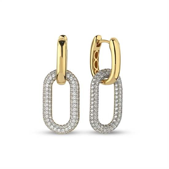 Cetaş Eterna Taşlı Sallantılı 14 Ayar Altın Küpe