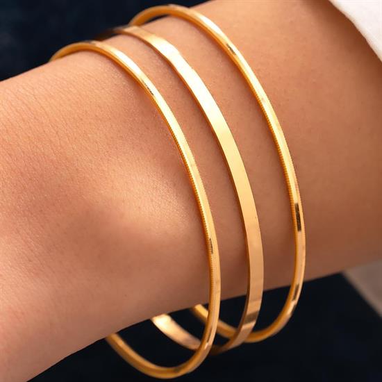 24 Gr(Gram) 3Lü Kombin 2 Suyolu Ajda 1 Düz Kibrit Çöpü Model 22 Ayar Altın İşçiliksiz Yatırımlık Bilezik