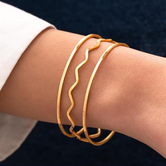 24 Gr(Gram) 3Lü Kombin 2 Suyolu Ajda 1 Zigzag Ajda Model 22 Ayar Altın İşçiliksiz Yatırımlık Bilezik