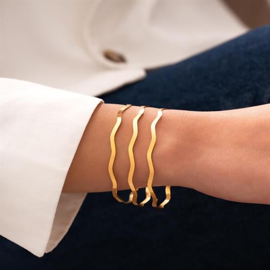 24 Gr(Gram) 3Lü Kombin Kibrit Çöpü Dalga Model  22 Ayar Altın İşçiliksiz Yatırımlık Bilezik