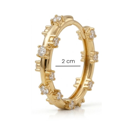 Tektaşlı Tasarım Halka 14 Ayar Küpe 1,8 cm