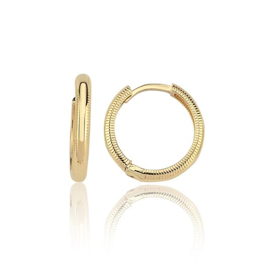 Altın 14 Ayar Halka Desenli Küpe