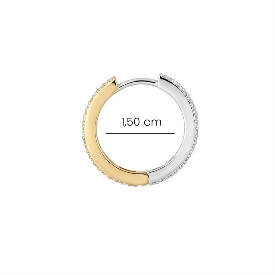 14 Ayar Çift Taraflı Baget Taşlı 1,5Cm Halka Küpe