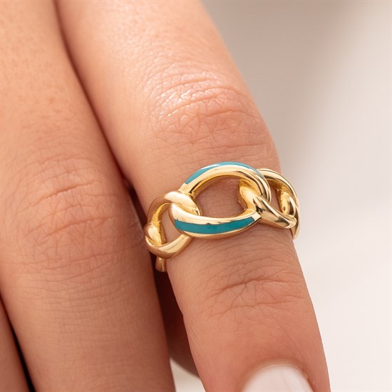 Cetaş Minima Mavi Mineli 14 Ayar Altın Yüzük