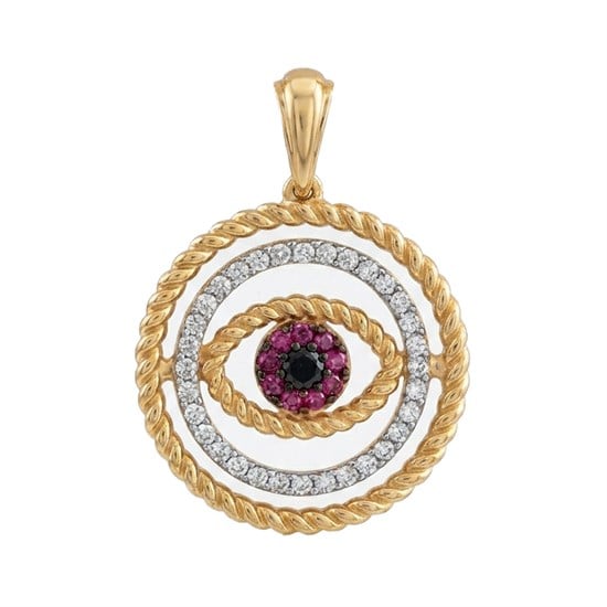 Kırmızı Taşlı Göz 14 Ayar Kolye Ucu