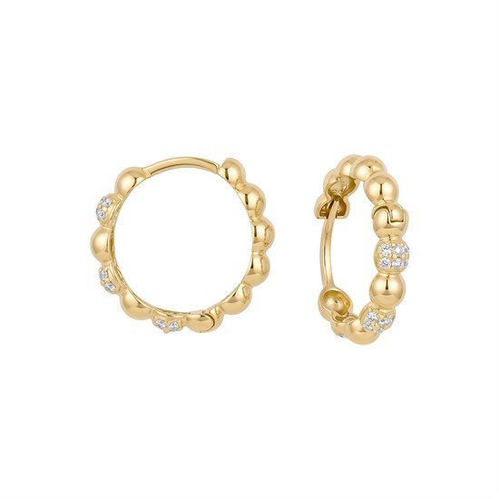 Toplu Taşlı Halka Küpe 14 Ayar Altın