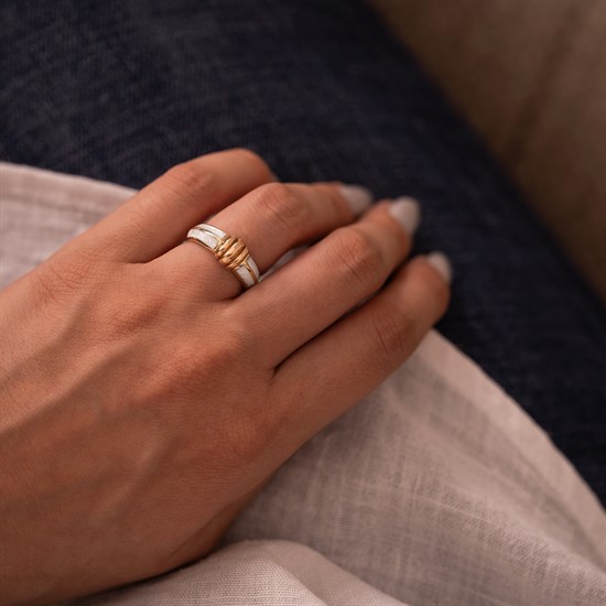 Cetaş Eterna Altın Yüzük Sarı-Rose Altın Sedef 14 Ayar