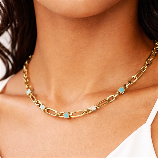 Cetaş Eterna Renkli Mineli 14 Ayar Altın Kolye