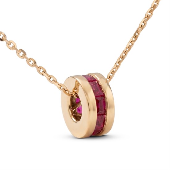 Cetaş Eterna Kırmızı Taşlı Halka 14 Ayar Altın Kolye