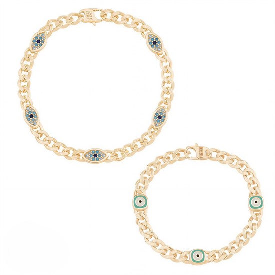 Anne Çocuk Nazar Boncuklu Gurmet Altın Bileklik