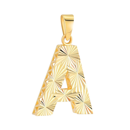 3 Boyutlu Kalemli A Harfi Kolye Ucu 14 Ayar Altın