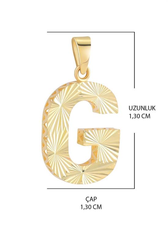3 Boyutlu Kalemli G Harfi Kolye Ucu 14 Ayar Altın
