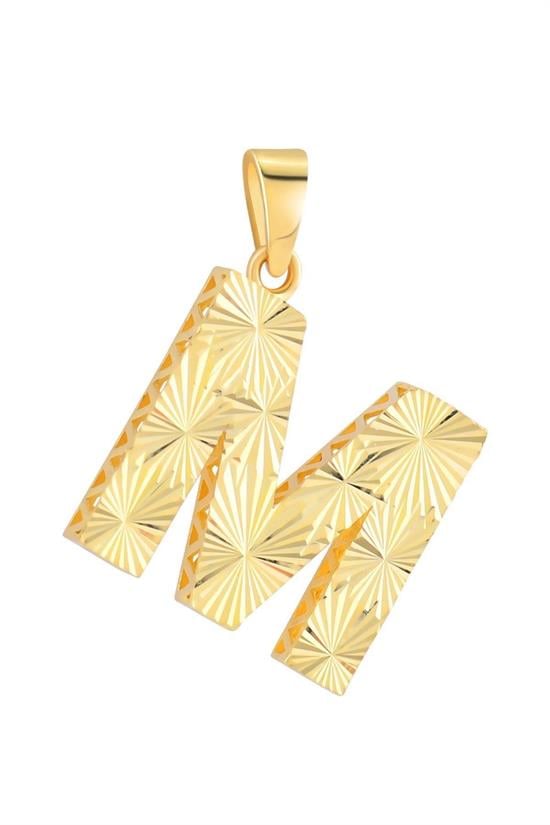 3 Boyutlu Kalemli M Harfi Kolye Ucu 14 Ayar Altın