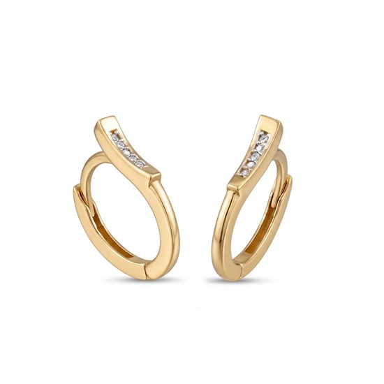 Kenarı Taşlı 14 Ayar Altın Küpe